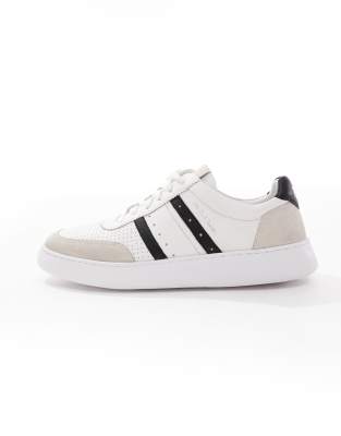 Ps By Paul Smith Paul Smith Leather Logo Sneakers With Side Stripe In White