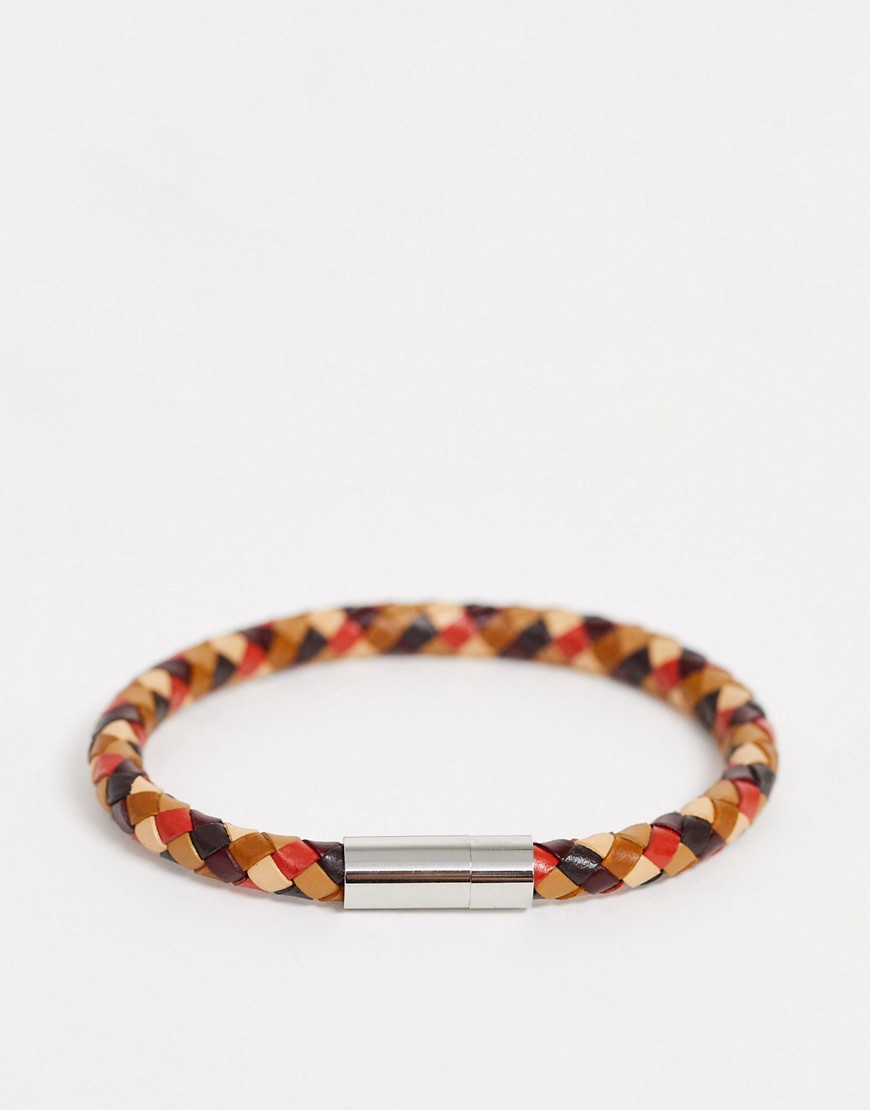 Paul Smith leather woven stripe bracelet in multi