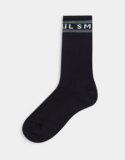 Paul Smith logo detail socks in black