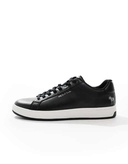 Paul Smith logo leather sneakers in black and white, 3 of 5