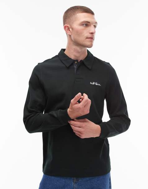 Paul Smith logo long sleeve polo in green - view 1