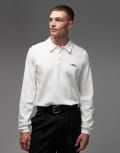 [PS Paul Smith] Paul Smith logo long sleeve polo in white Chest 40 White