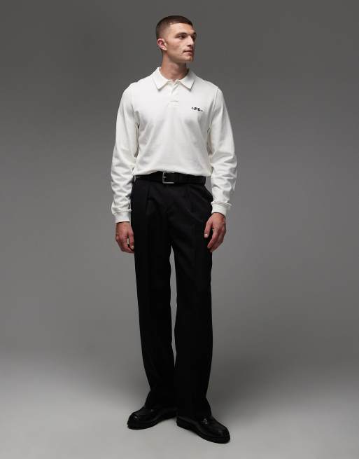 Paul Smith logo long sleeve polo in white, 2 of 5