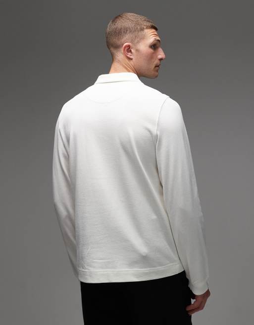 Paul Smith logo long sleeve polo shirt in white, 3 of 5