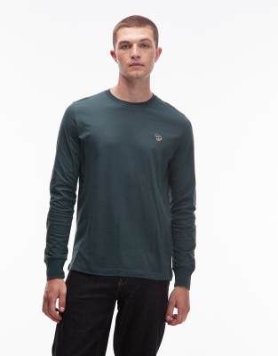 Ps By Paul Smith Paul Smith Long Sleeve Regular Fit Zebra Logo T-shirt In Green