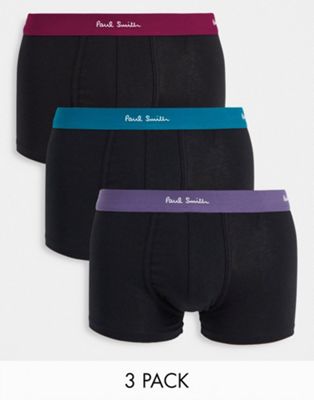 Sous-vêtements et chaussettes Paul Smith - Lot de 3 boxers à taille colorée - Noir