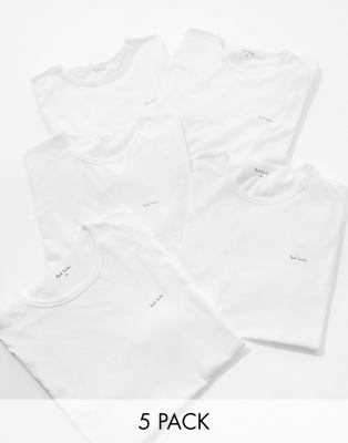 Paul Smith 5 pack t shirt in white - ASOS Price Checker