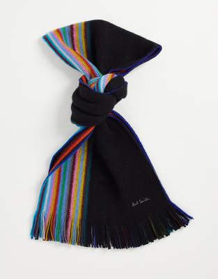 Paul Smith Paul Smith multi edge stripe scarf in black
