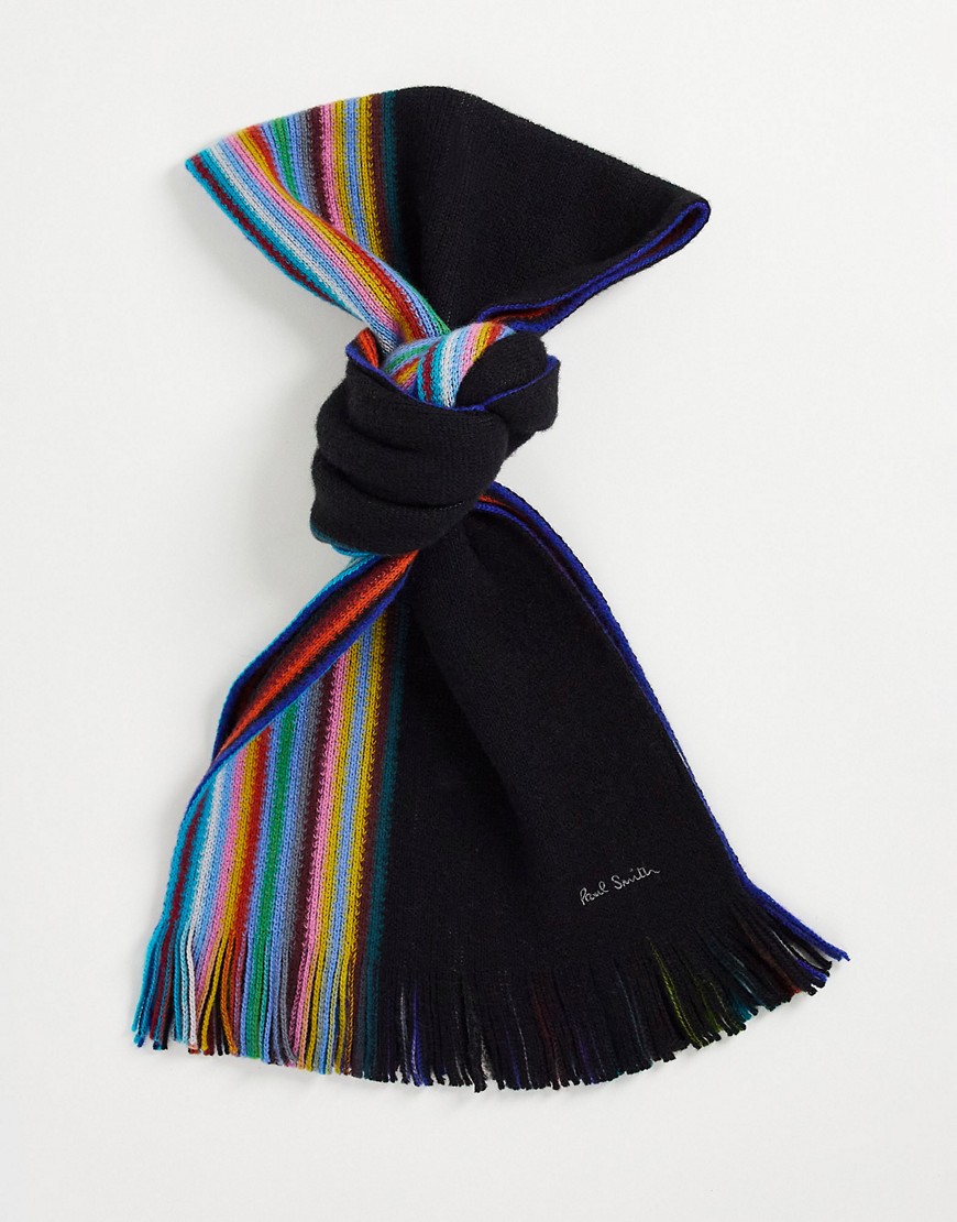 Paul Smith multi edge stripe scarf in black