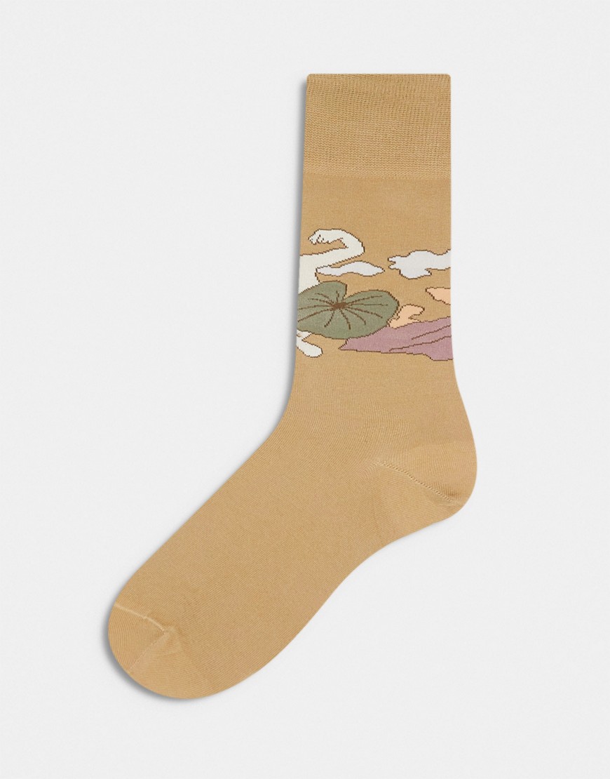Paul Smith narcissus print sock in beige-Neutral