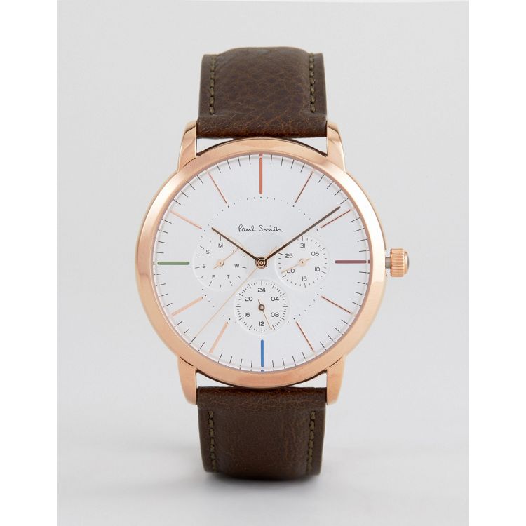 Paul Smith P10112 MA chronograph leather watch in brown | ASOS