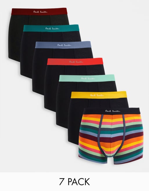 Paul Smith - Pakke med 7 par boksershorts med kontrastlinning i sort/kunstnerstribe
