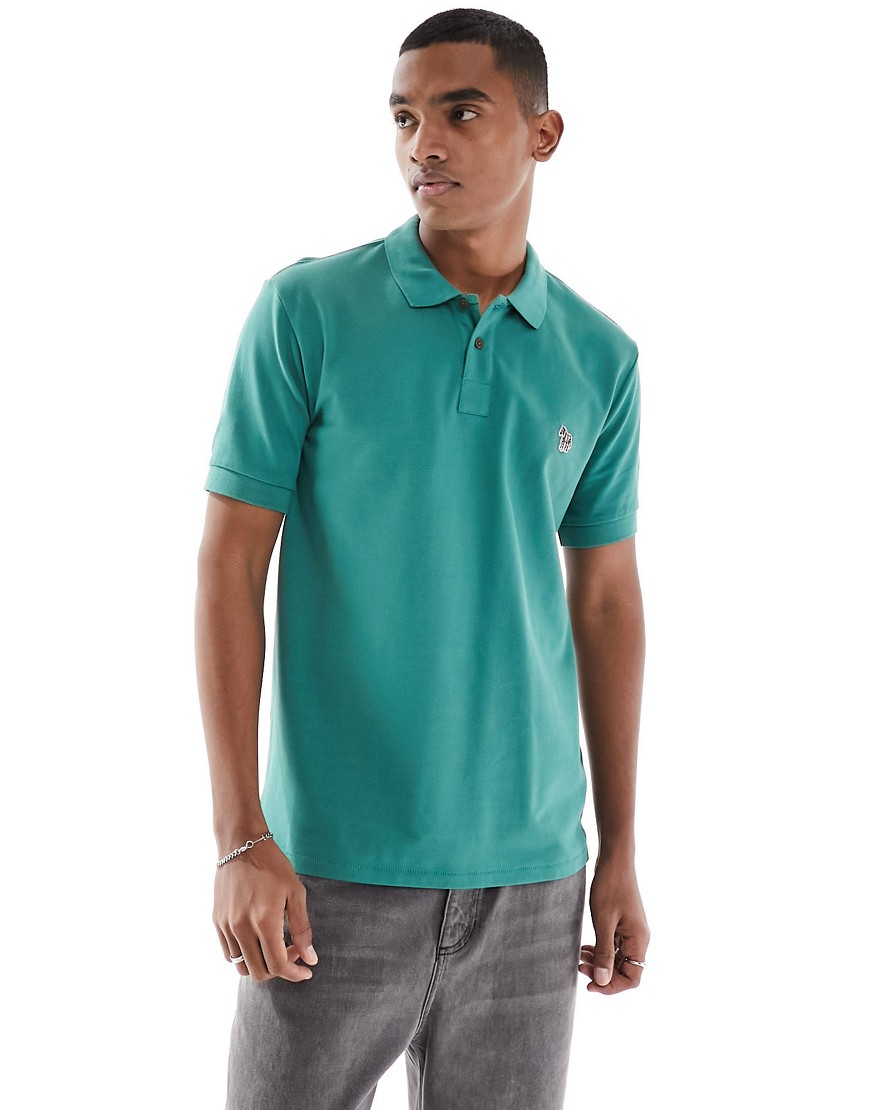 Paul Smith polo shirt with small zebra print logo in green