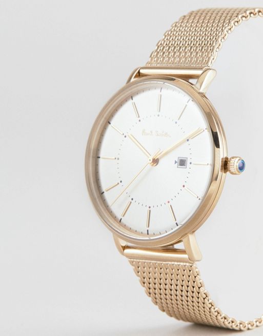 Paul Smith PS0070002 Petit track mesh watch in gold 38mm | ASOS