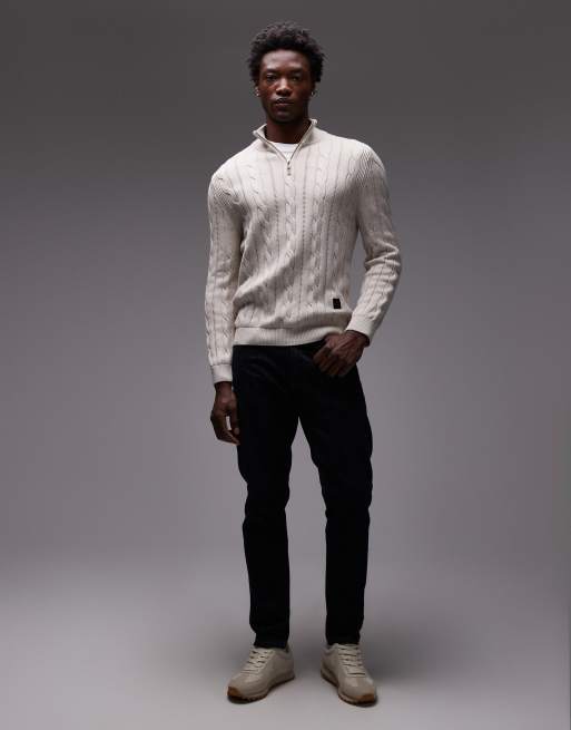 Paul Smith quarter zip cable knit jumper in off white, 2 of 4