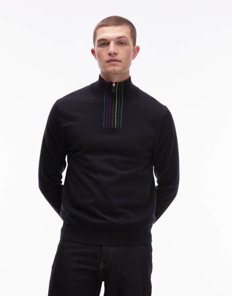 Paul Smith quarter zip sweater in black - view 1