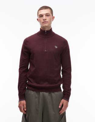 Ps By Paul Smith Paul Smith Quarter Zip Zebra Logo Sweatshirt In Red