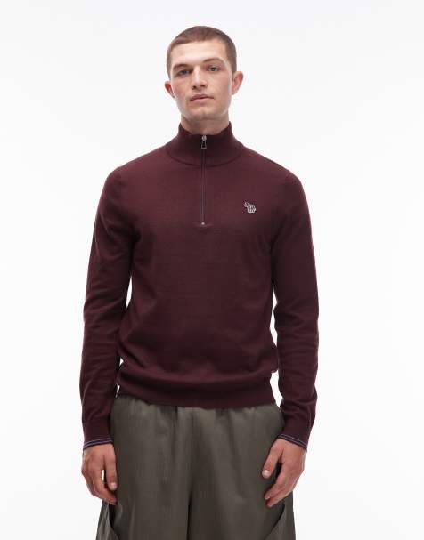 Paul Smith  quarter zip zebra logo  sweatshirt in red - view 1