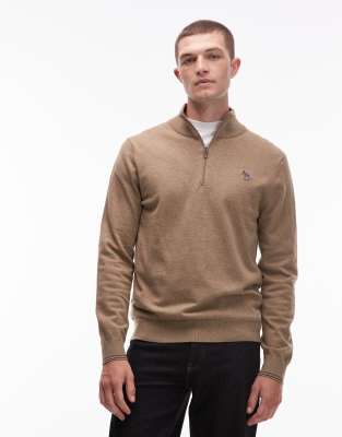 Ps By Paul Smith Paul Smith Quarter Zip Zebra Logo Sweatshirt In Nude