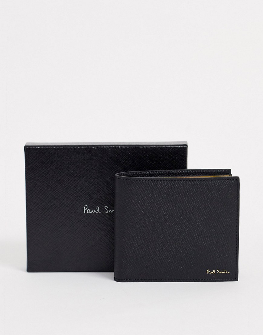 Paul Smith - Racing - Leren opvouwbare portemonnee met kleine print in zwart