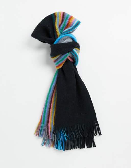 Paul Smith - Sciarpa nera in lana double-face a righe