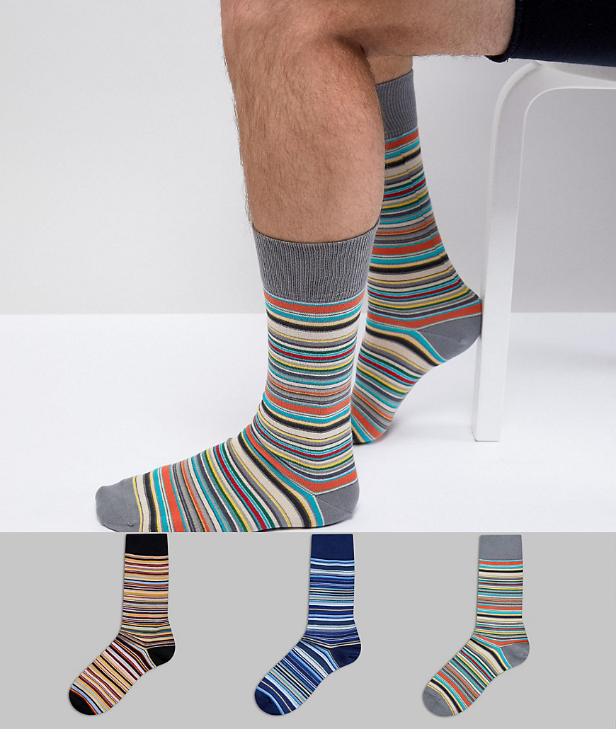 Paul Smith - Set van 3 klassieke gestreepte sokken-Multi