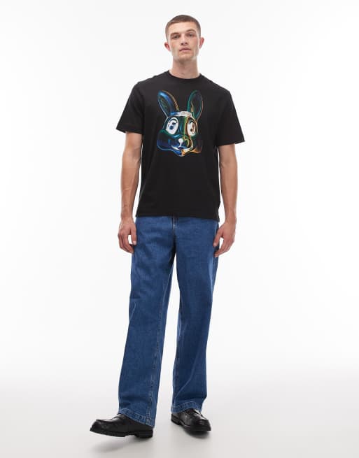 Paul Smith short sleeve rabbit t-shirt in black, 2 of 5