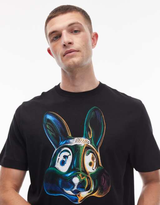 Paul Smith short sleeve rabbit t-shirt in black, 5 of 5