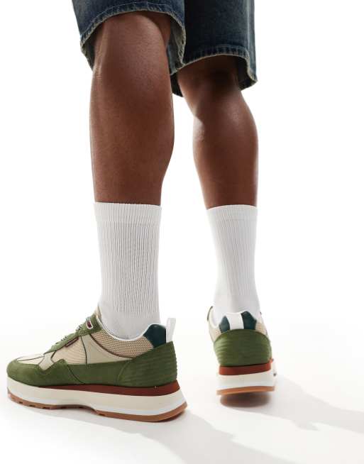 Paul Smith - Sneakers in misto camoscio verdi con suola spessa e logo, 3 di 5