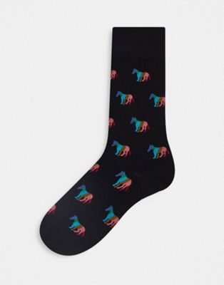Paul Smith socks in black with all over zebra print