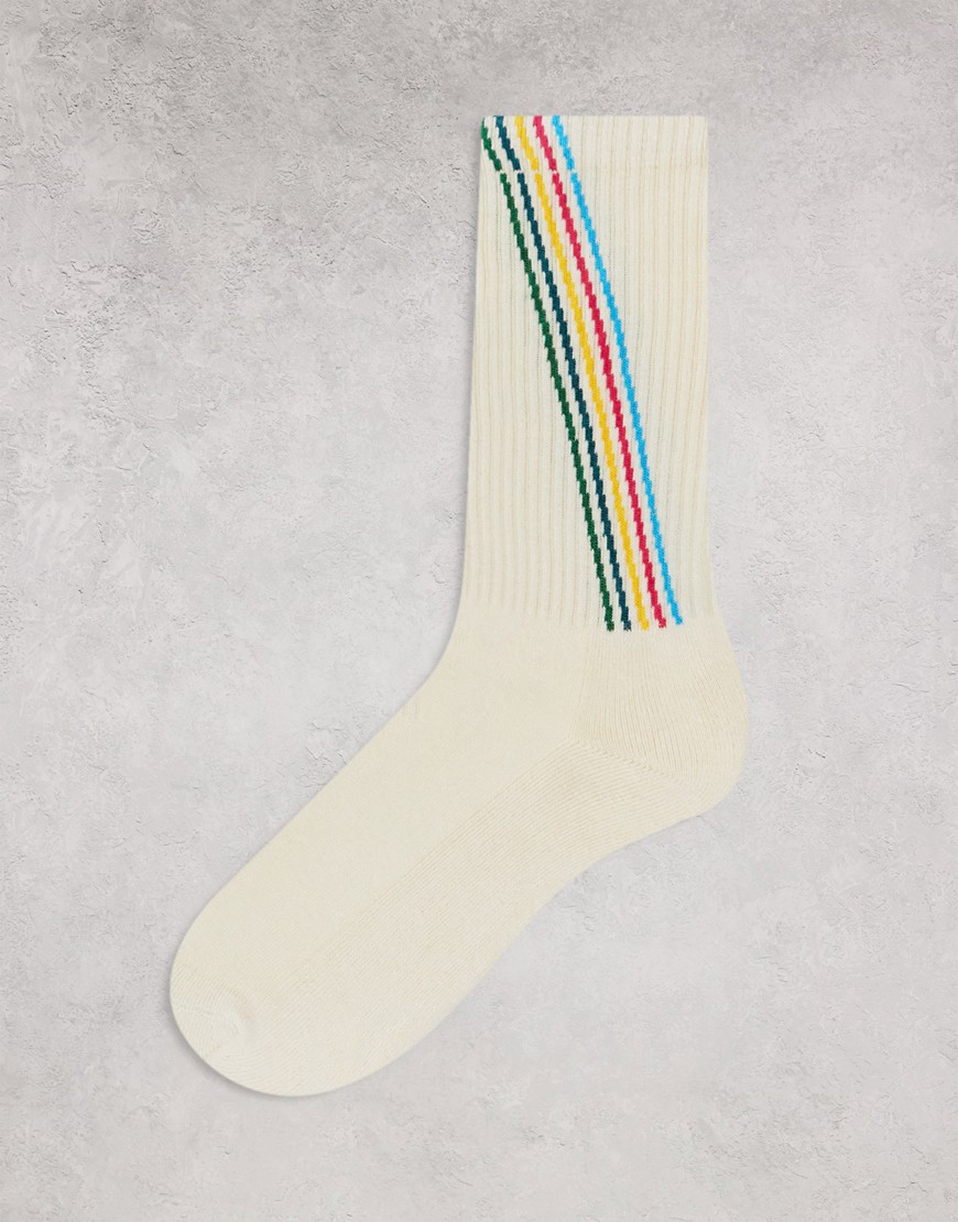 Paul Smith socks with logo stripe in cream-White