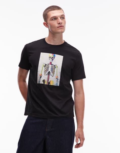 Paul Smith - Sort T-shirt med skeletgrafik i regular fit - view 1
