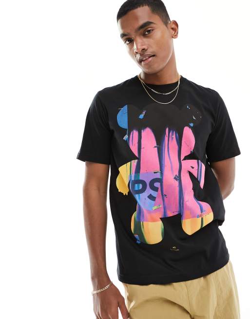 Paul Smith - Sort t-shirt med stort print på brystet
