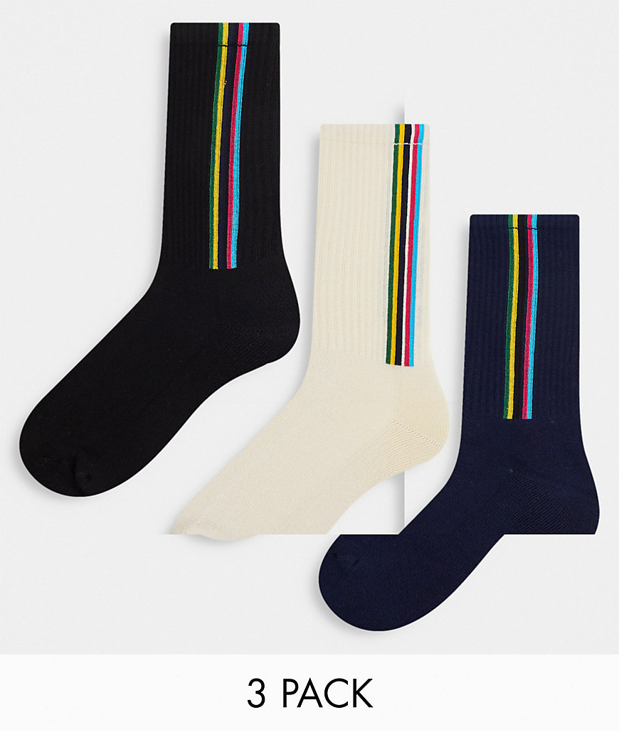 paul smith sport 3 pack socks in white-multi