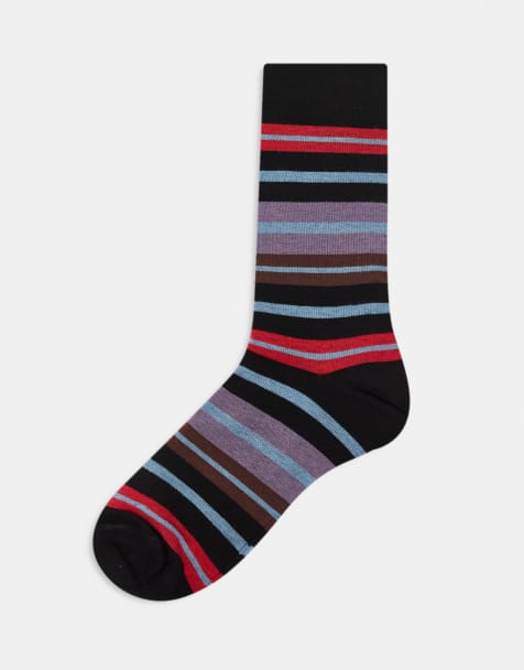 Paul Smith stripe socks in black - view 1