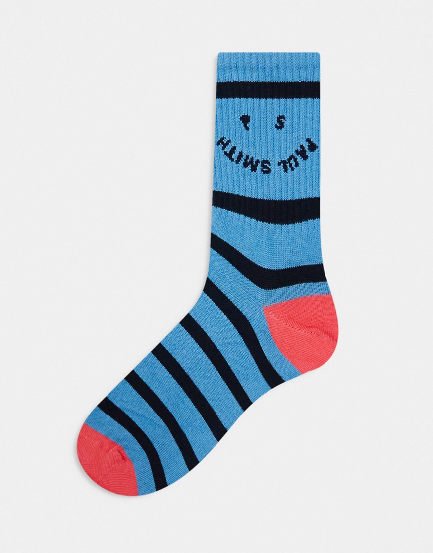 Paul Smith stripey sock in blue and black stripe
