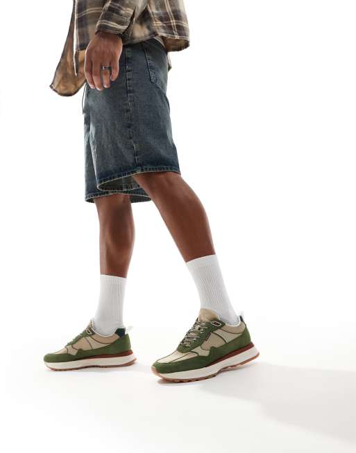 Paul Smith suede mix chunky sneakers with logo in green, 4 of 5