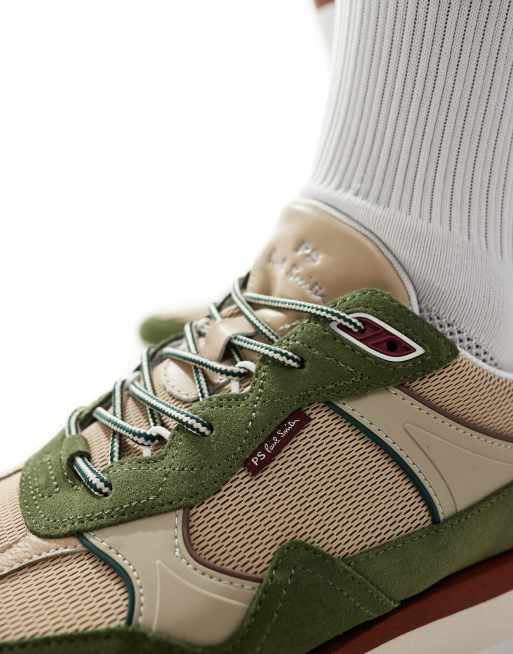 Paul Smith suede mix chunky sneakers with logo in green, 5 of 5