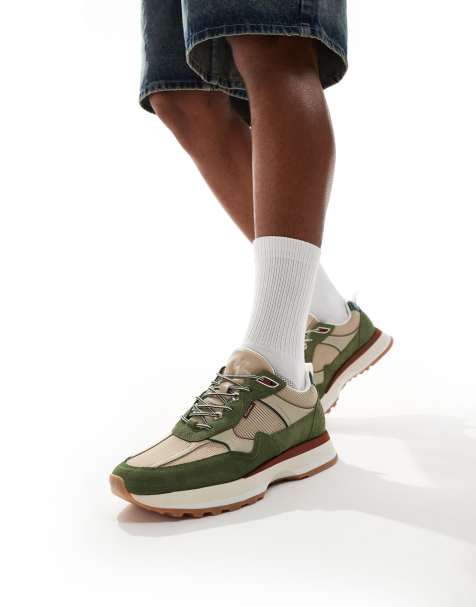 Paul Smith suede mix chunky trainers with logo in green - view 1
