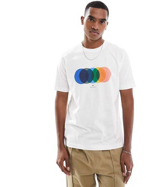 Paul Smith – T-Shirt in Weiß mit Kreis-Print
