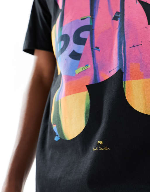 Paul Smith - T-shirt met grote print op de borst in zwart, 3 van 4