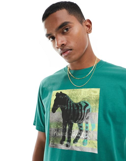 Paul Smith - T-shirt verde con stampa con zebra
