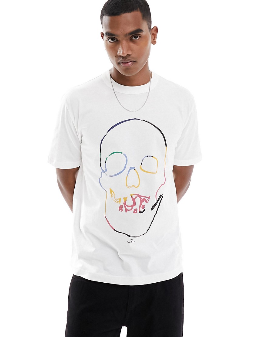 Paul Smith t-shirt with large skull chest print in white