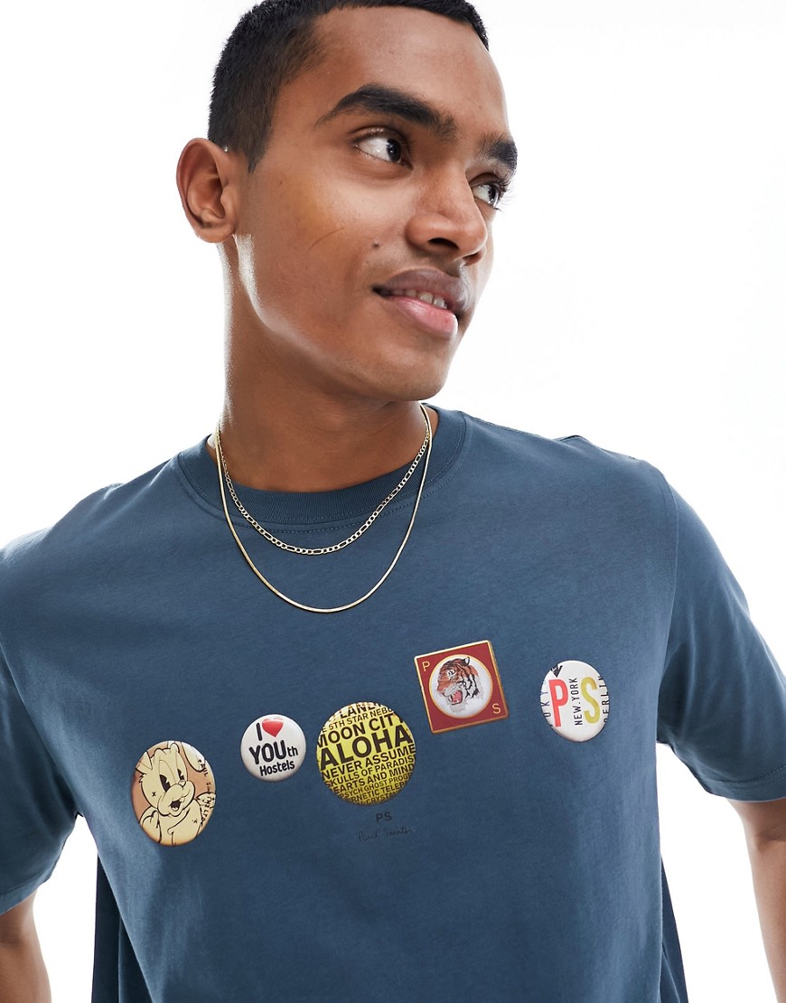 Paul Smith t-shirt with logo badges in blue