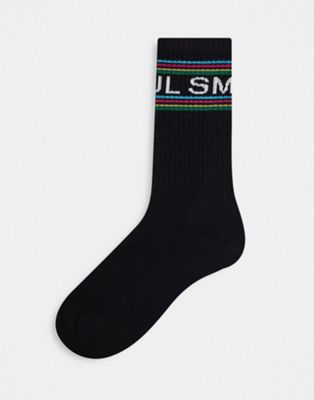 Paul Smith Text Logo Socks In Black