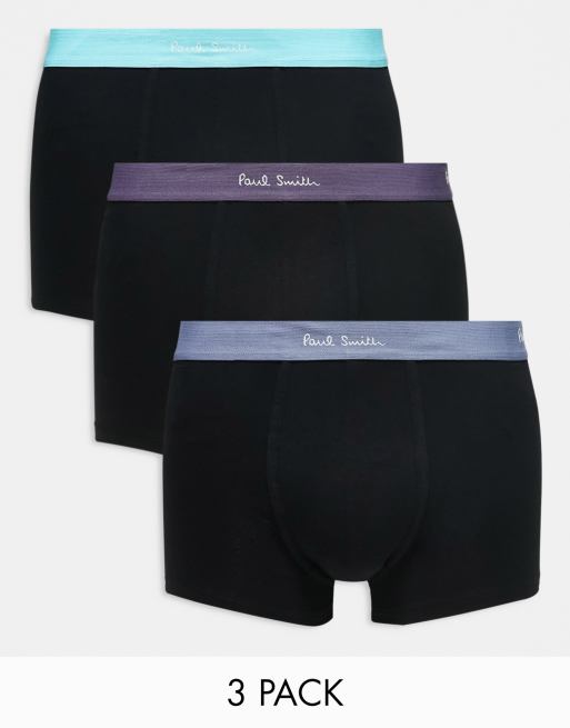 Paul Smith – Unterhosen in Schwarz mit farbigem Bund im 3er-Pack