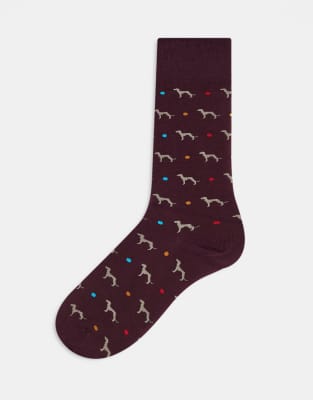 Paul Smith whippet socks in burgundy-Red