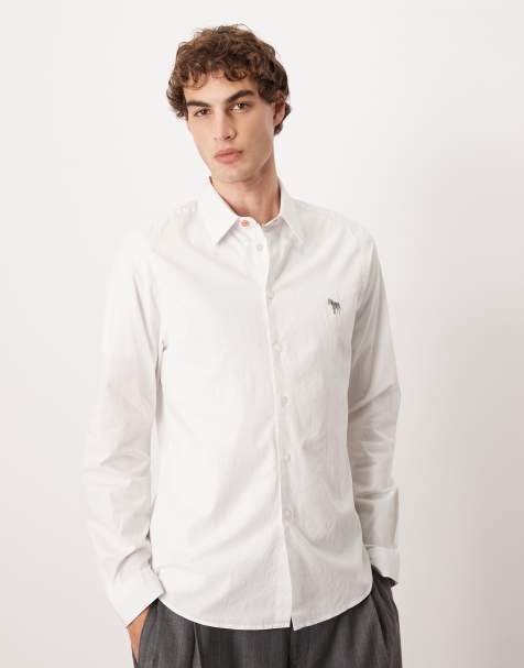 Paul Smith zebra logo long sleeve tailored fit shirt in white