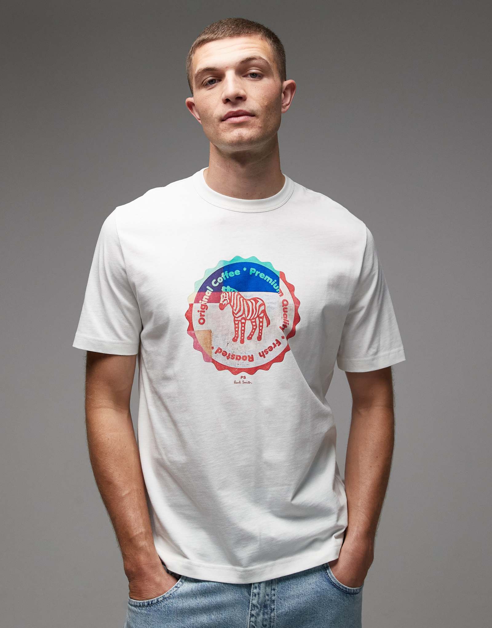 Футболка с логотипом Paul Smith zebra белого цвета