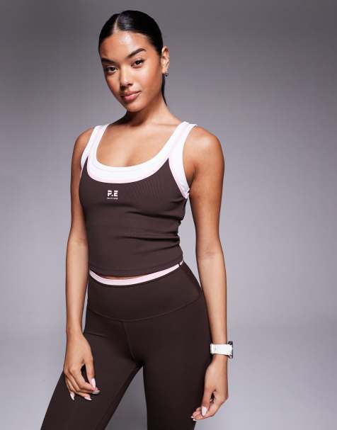 PE Nation Forward Tank in espresso and chalk pink - view 1